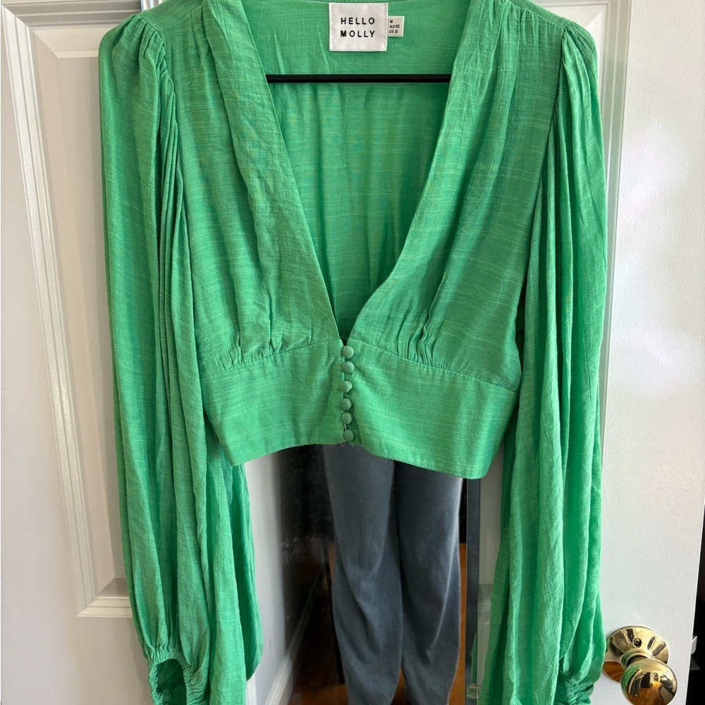 Hello Molly Green V-Neck Women's Top